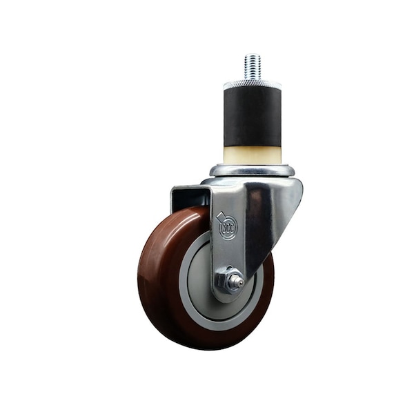 3.5'' Maroon Poly Wheel Swivel 1-7/8'' Expanding Stem Caster